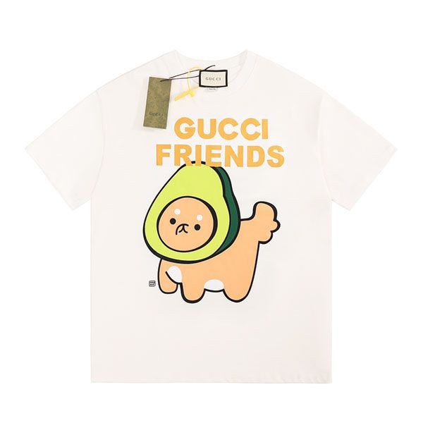 ☆超人気☆グッチ×Kawaii 偽物 キャットプリント Tシャツ gum95166高い品質