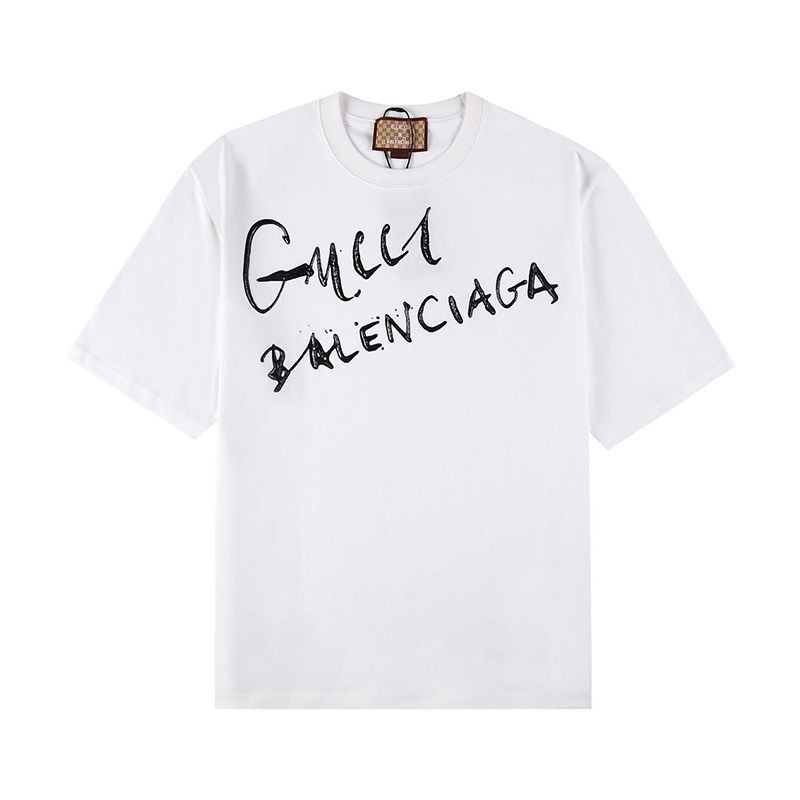 大人気！グッチ×バレンシアガ ロゴ Tシャツ 偽物 ホワイト guo12364