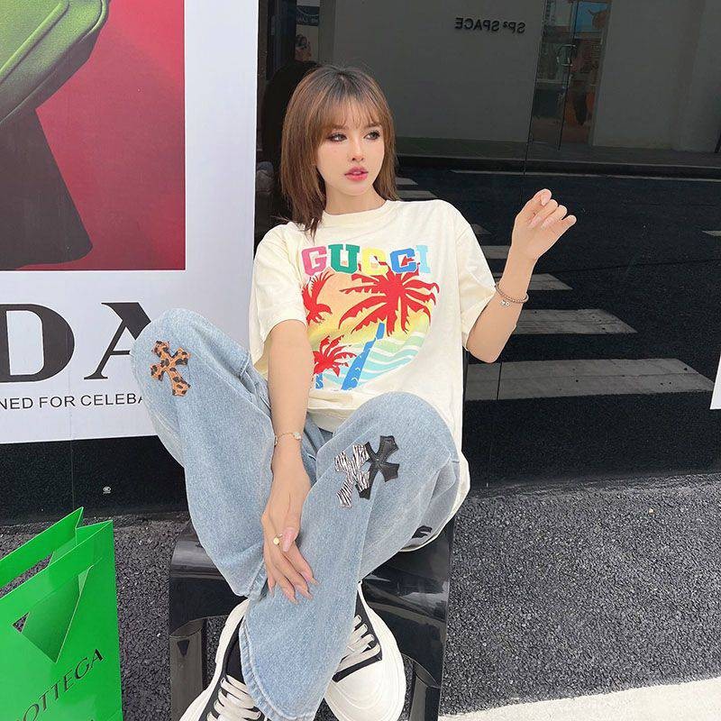 一目惚れ♪グッチ ヤシ コットン Tシャツ コピー guo68402人気
