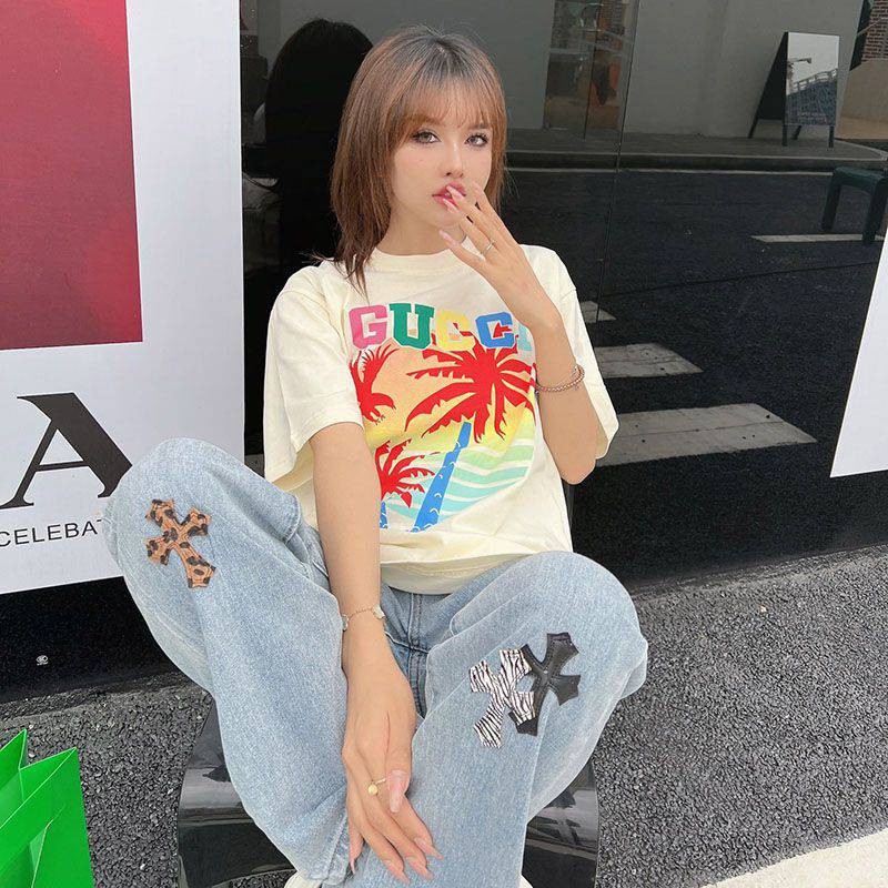 一目惚れ♪グッチ ヤシ コットン Tシャツ コピー guo68402最高級