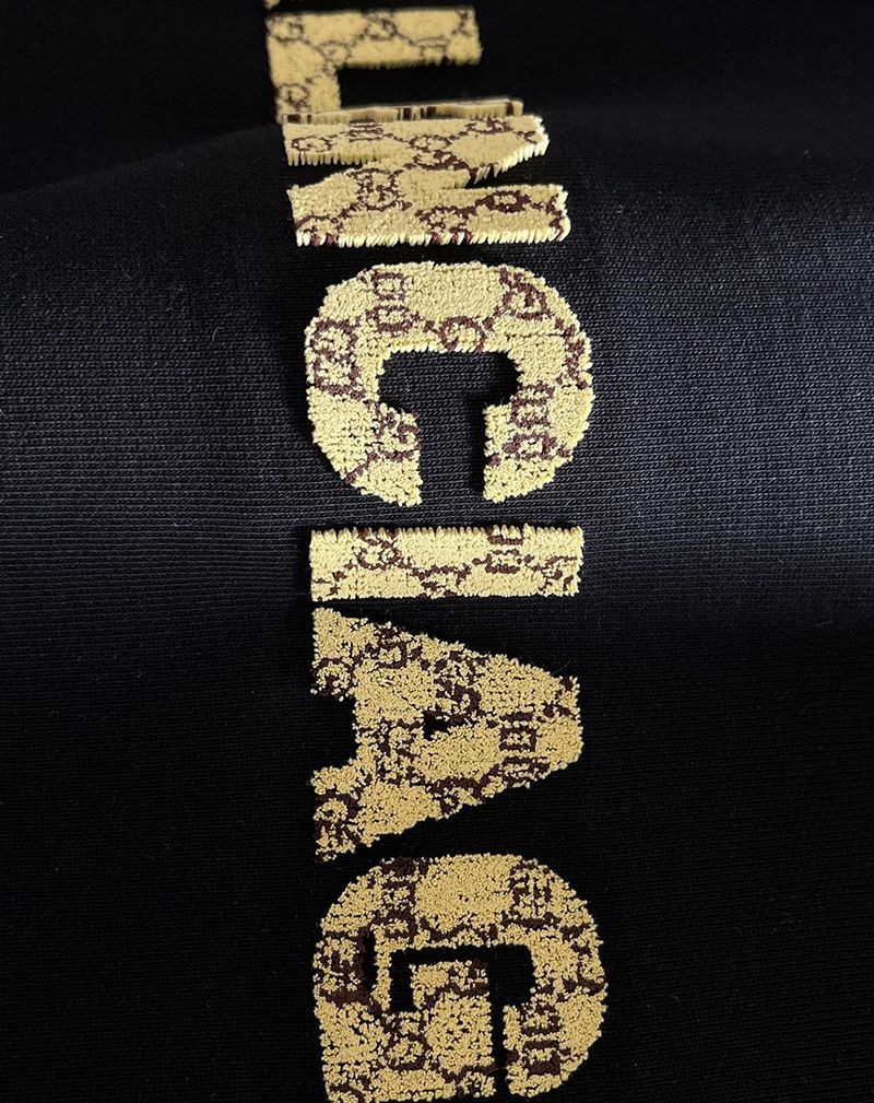 ★日本!!人気！バレンシアガ×グッチ スーパーコピー ブラウンロゴ★ブラックコットンスウェットシャツ guq19416激安送料無料