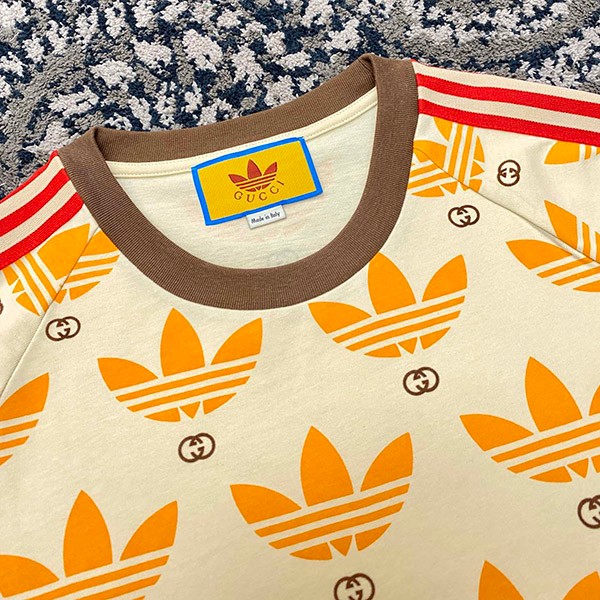 世界中で大人気♪ディダス×グッチ コットン ジャージ Tシャツ コピー gus90660最高級