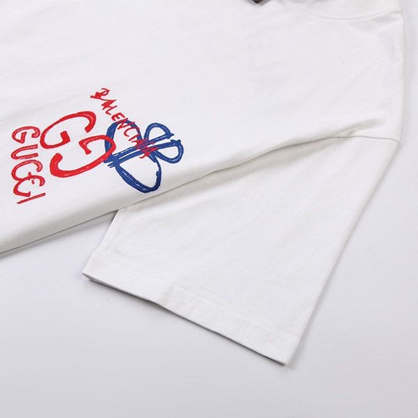 稀少グッチ バレンシアガ コラボ ロゴ ホワイトTシャツ 偽物 gut01192高い品質