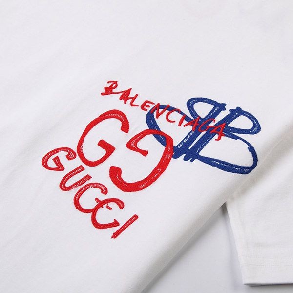 稀少グッチ バレンシアガ コラボ ロゴ ホワイトTシャツ 偽物 gut01192人気
