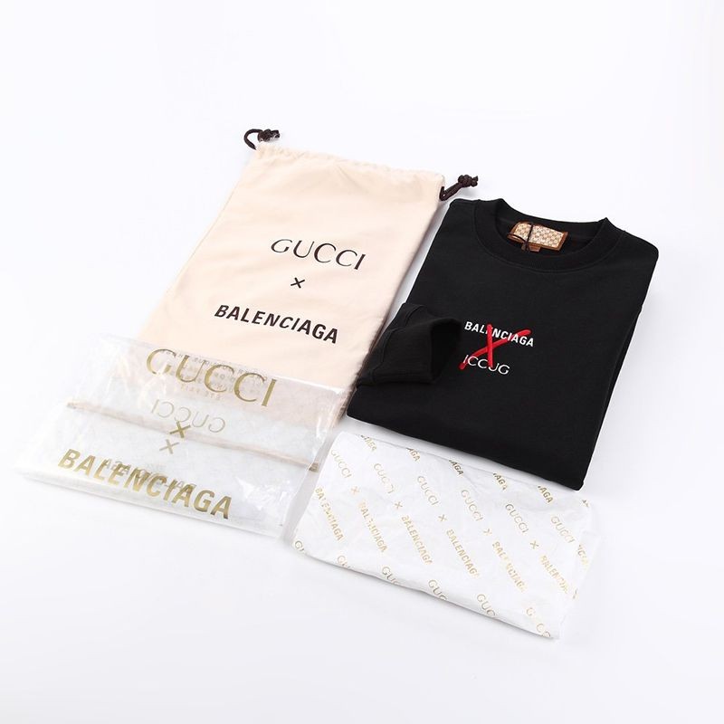 【日本未発売】グッチ×バレンシアガ 偽物 ブラック コットンスウェットシャツ guu33391品質保証