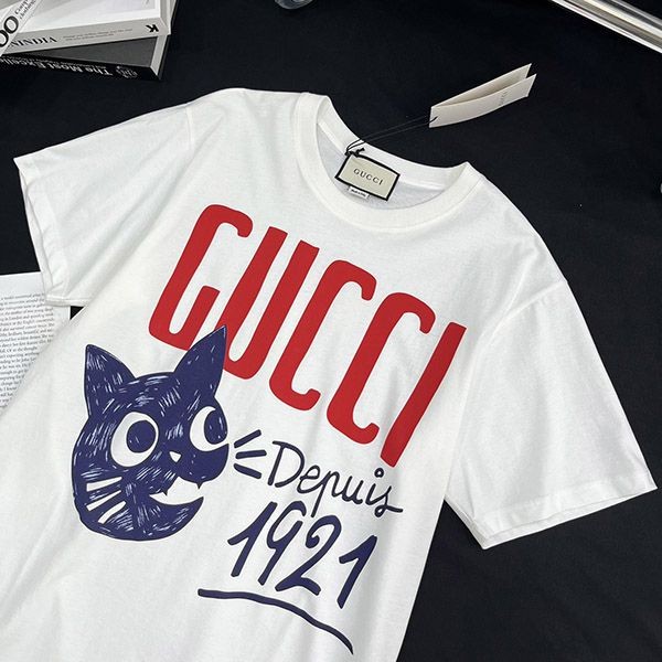 最高な材質 グッチ Since 1921 キャット プリント Tシャツ guu43007通販