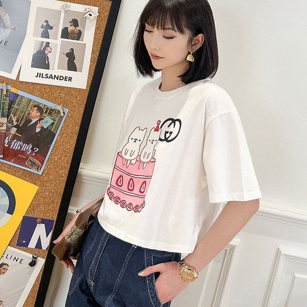 売上総額１位！グッチ×Kawaii キャットプリント Tシャツ スーパーコピー guu81190通販