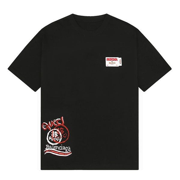 ★日本!!人気！グッチ×バレンシアガ コラボ 偽物 クルーネック Tシャツ guv58011激安送料無料