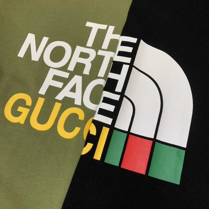 最安値挑戦グッチ×ノースフェイス パッチワーク クルーネック Tシャツ 偽物 guv78107人気