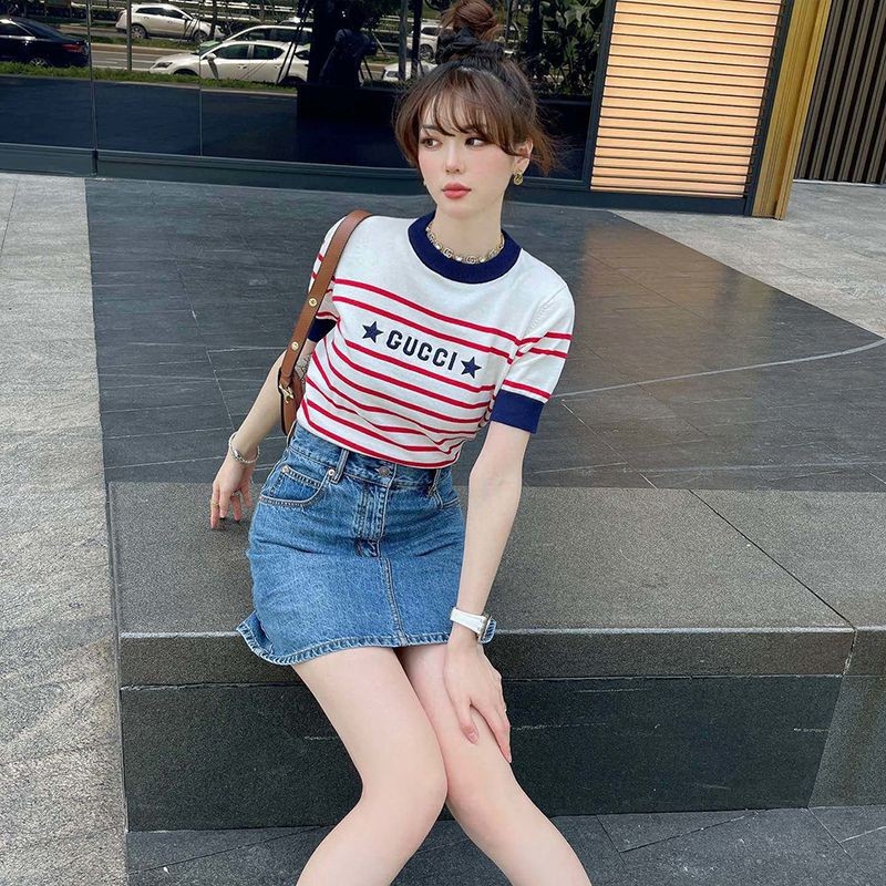 【日本未発売】グッチ ストライプ コットン 半袖 Tシャツ スーパーコピー guw08454通販