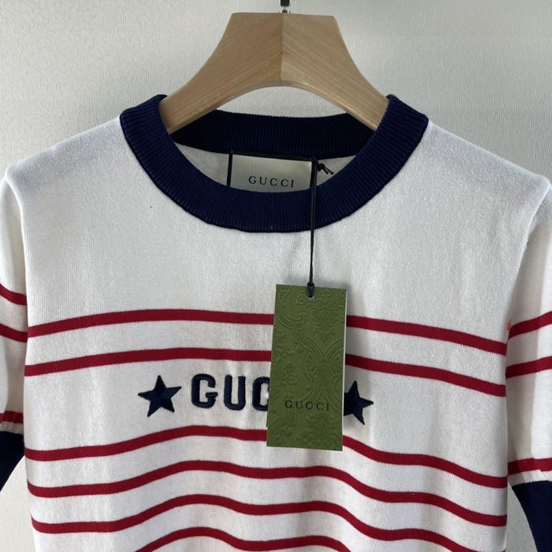【日本未発売】グッチ ストライプ コットン 半袖 Tシャツ スーパーコピー guw08454最高級