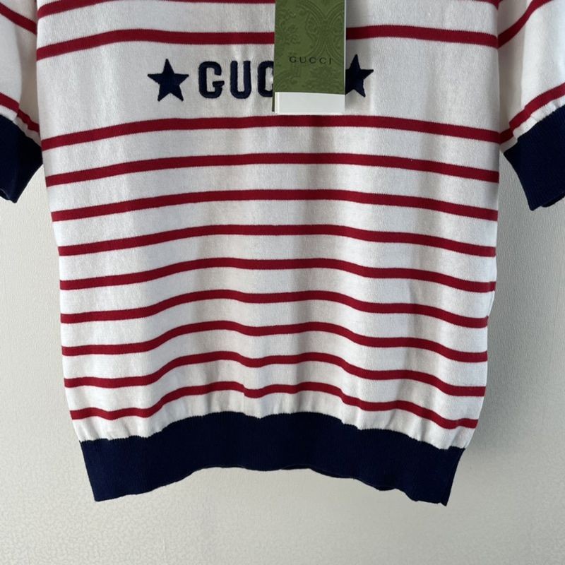【日本未発売】グッチ ストライプ コットン 半袖 Tシャツ スーパーコピー guw08454N級品