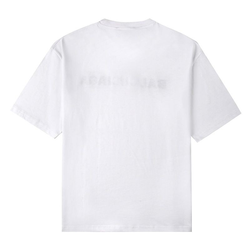 一目惚れ♪バレンシアガ×グッチ 偽物 ブラウンロゴ★ホワイトTシャツ guw80192通販