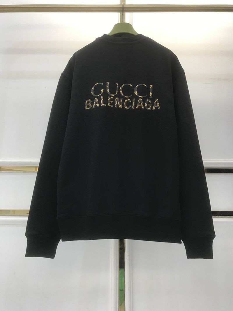 超話題!バレンシアガ×グッチ コピー ブラック コットンスウェットシャツ guy03800通販