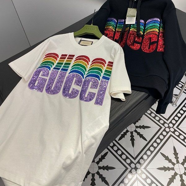 定番 グッチ エンブロイダリー入り コットン Tシャツ guy62085代引きを販売
