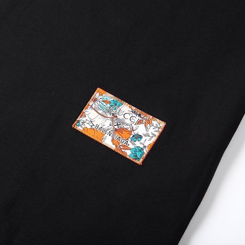 春もの新作バレンシアガ×グッチ 偽物 ブラック ロゴ Tシャツ guz47800最高級