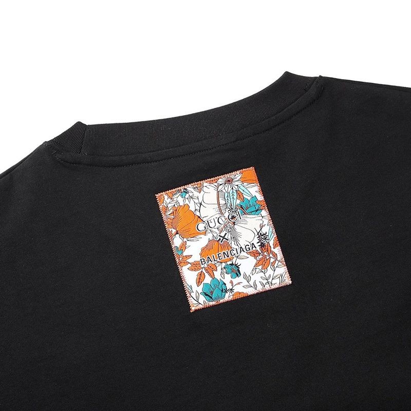 春もの新作バレンシアガ×グッチ 偽物 ブラック ロゴ Tシャツ guz47800代引きを販売