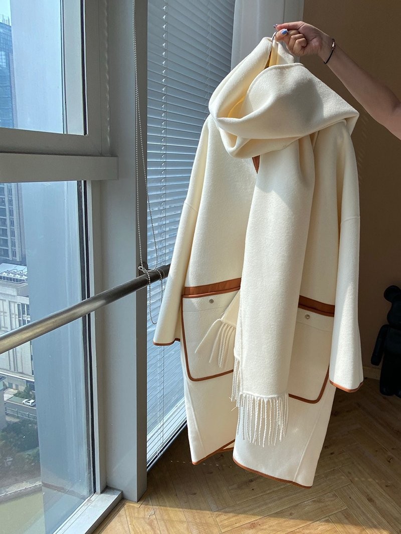 21AW新作 エルメス 2021FW 雑誌掲載 コート カシミヤ ノーカラー 偽物ブラウン era05924