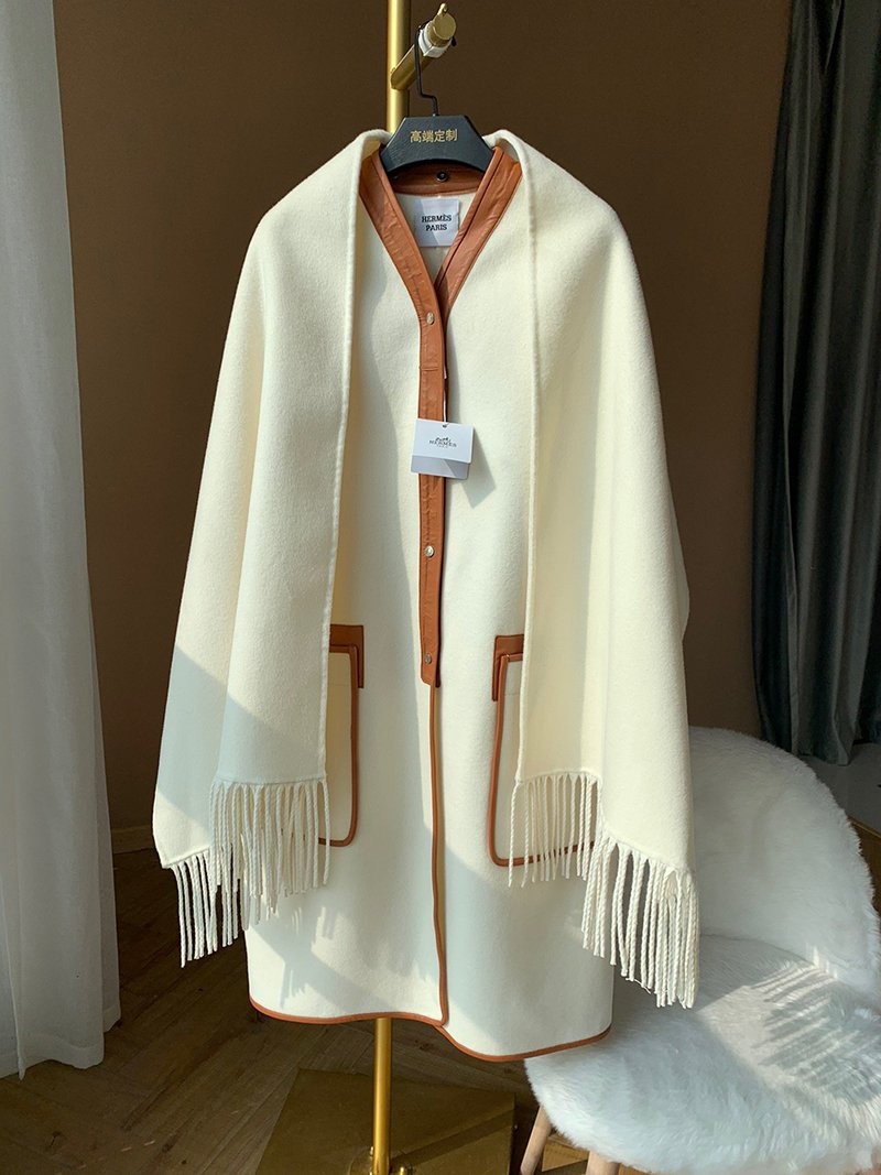 21AW新作 エルメス 2021FW 雑誌掲載 コート カシミヤ ノーカラー 偽物ブラウン era05924N級品
