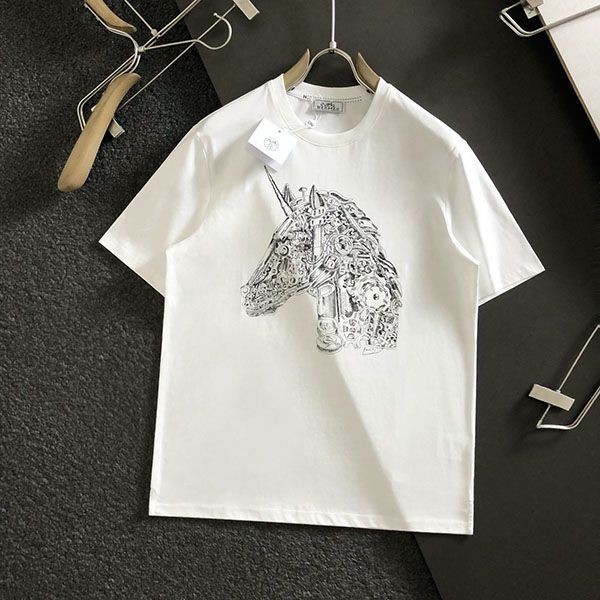送料込エルメス 半袖 Tシャツ スーパーコピー H刺繍 コットン 2色 erg56341激安送料無料