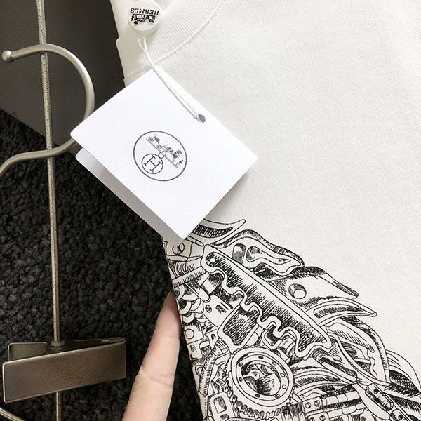 送料込エルメス 半袖 Tシャツ スーパーコピー H刺繍 コットン 2色 erg56341高い品質