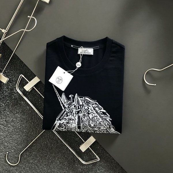 送料込エルメス 半袖 Tシャツ スーパーコピー H刺繍 コットン 2色 erg56341人気