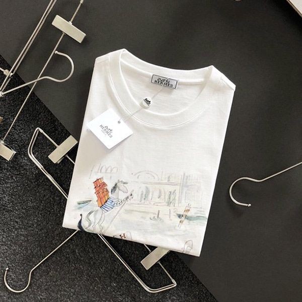超希少！エルメス 半袖 Tシャツ 偽物 H刺繍 コットン erq96470通販