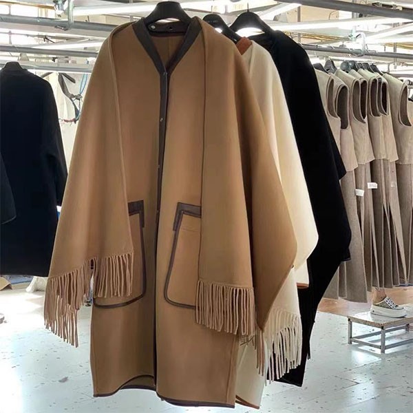 【日本未発売】エルメス 2021FW 雑誌掲載 コート カシミヤ ノーカラー コピー ブラウン erx03258品質保証