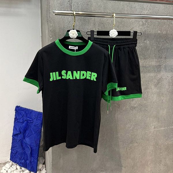 ジルサンダー コットン ロゴTシャツ コピー 上下セット 2色 Jig38561通販
