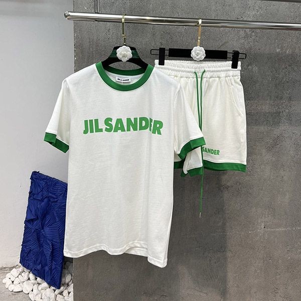 ジルサンダー コットン ロゴTシャツ コピー 上下セット 2色 Jig38561激安送料無料