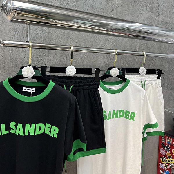 ジルサンダー コットン ロゴTシャツ コピー 上下セット 2色 Jig38561高い品質