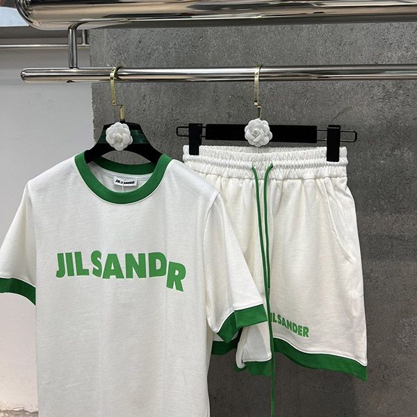 ジルサンダー コットン ロゴTシャツ コピー 上下セット 2色 Jig38561人気