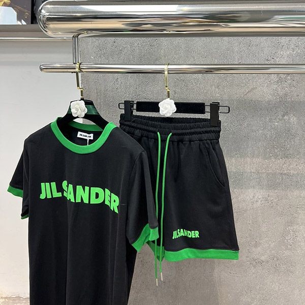 ジルサンダー コットン ロゴTシャツ コピー 上下セット 2色 Jig38561最高級