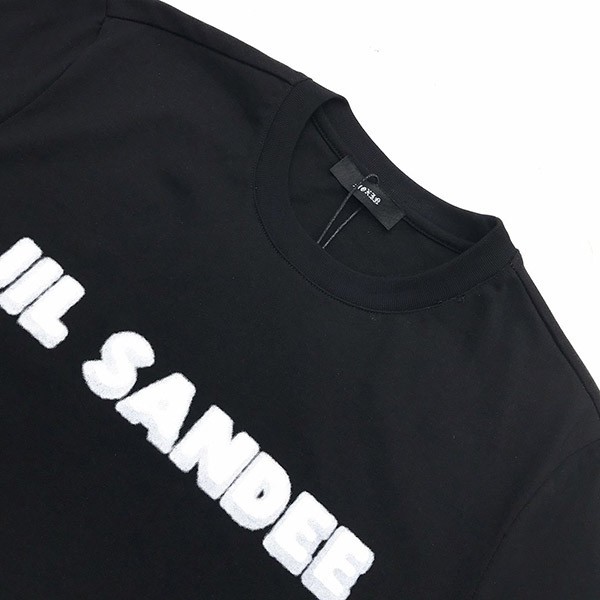 稀少ジルサンダー コピー ロゴプリント入りコットンジャージーTシャツ ブラック Jit98237高い品質