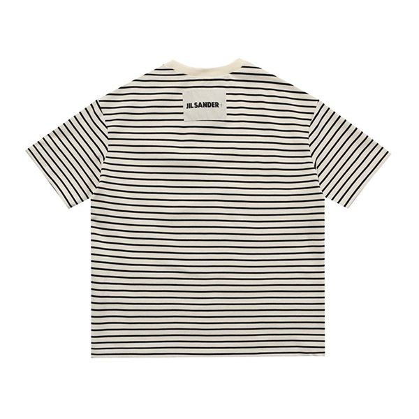 大人気《ジルサンダー コピー》半袖ストライプTシャツ★バックロゴ入り Jiy97640激安送料無料