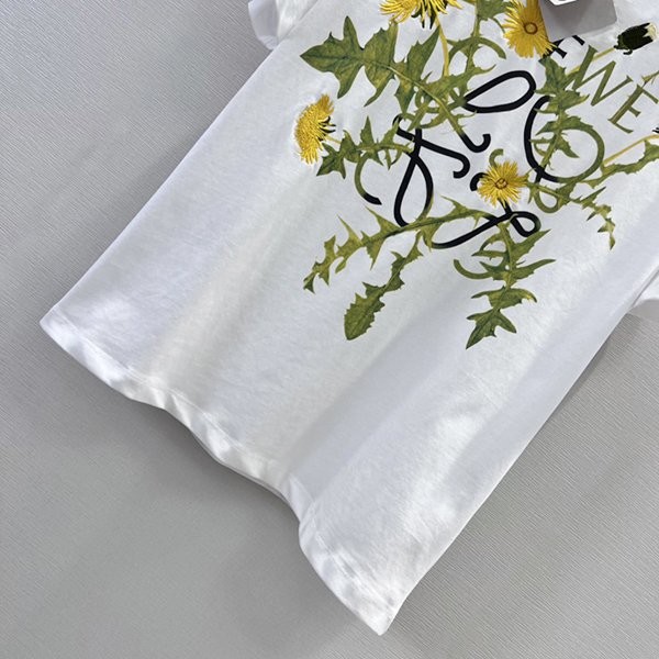 ロエべ アナグラム コットン フラワー ティー刺しゅう Tシャツ コピー H526Y22X70人気