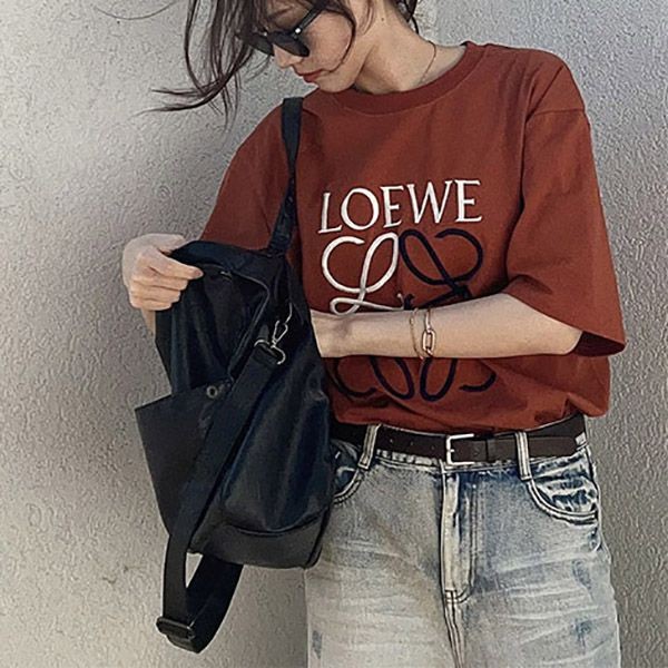 追跡付ロエベ プリント コピー コットン ジャージ Tシャツ loa77315高い品質
