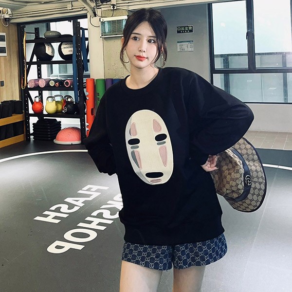 ロエベ カオナシのリブ刺繍スウェット 偽物 lob35674通販