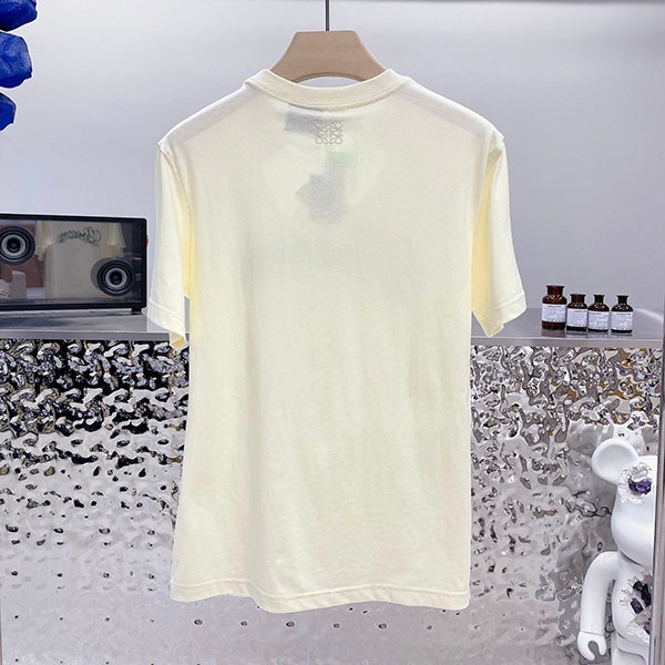 ロエベ 刺繍入りコットンクルーネックTシャツ コピー loc31673激安送料無料