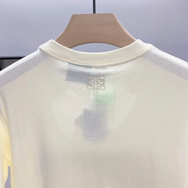 ロエベ 刺繍入りコットンクルーネックTシャツ コピー loc31673最高級
