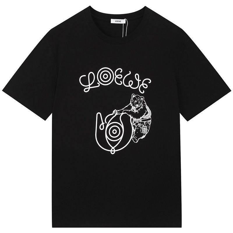 送料込 ロエベ Tシャツ 偽物 ロゴプリントクルーネック半袖Tシャツ loe02036