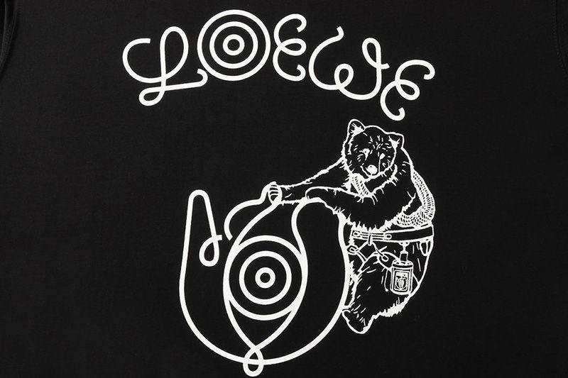 送料込 ロエベ Tシャツ 偽物 ロゴプリントクルーネック半袖Tシャツ loe02036激安送料無料