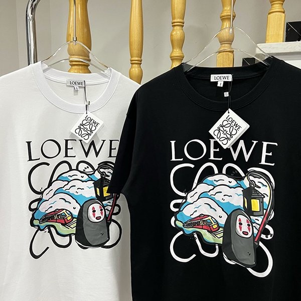 新色☆希少 ロエベ 千と千尋の神隠し Tシャツ コピー ブラック/ホワイト loo57295激安送料無料