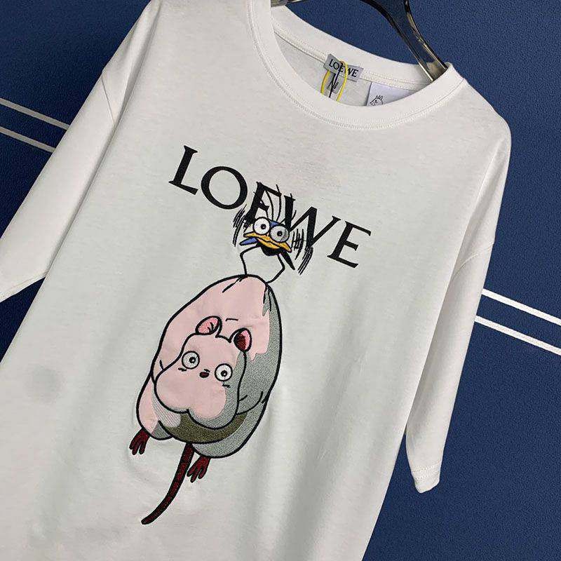 定番 ロエベ×ジブリ 偽物 ハエドリ クルーネックTシャツ loq74201通販