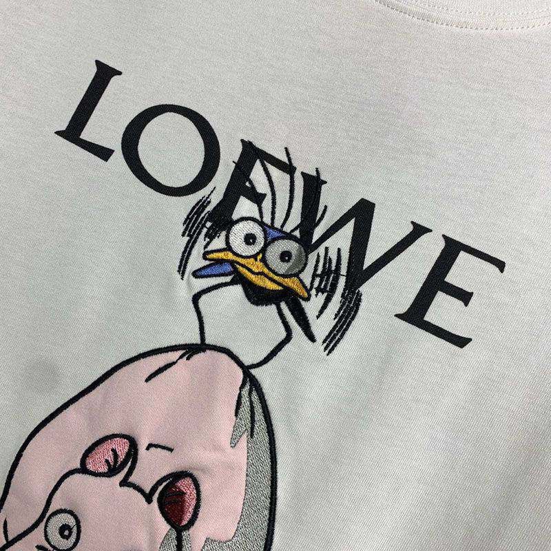 定番 ロエベ×ジブリ 偽物 ハエドリ クルーネックTシャツ loq74201人気