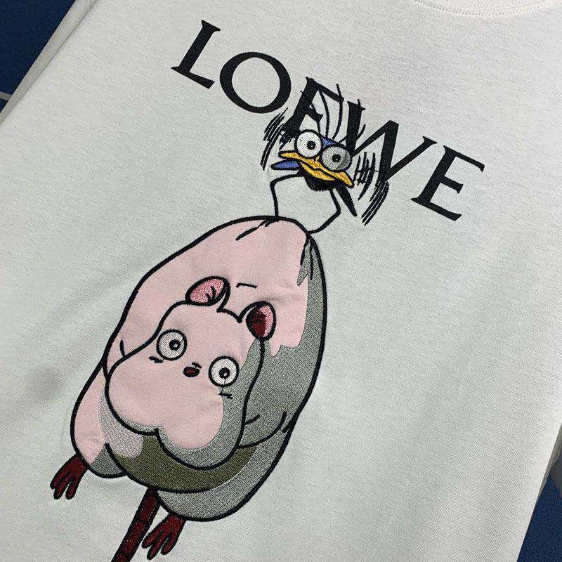 定番 ロエベ×ジブリ 偽物 ハエドリ クルーネックTシャツ loq74201N級品