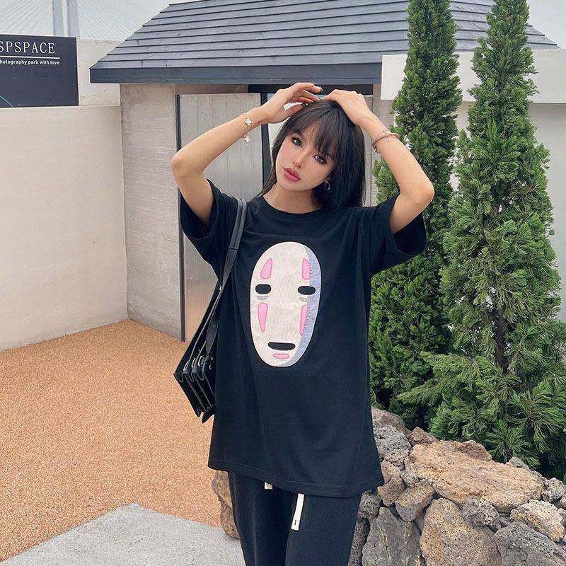 入手困難【ロエベ×スタジオジブリ コピー】カオナシ クルーネック Tシャツ lox58214高い品質