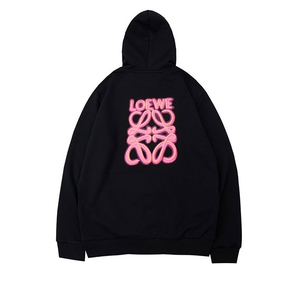 ロエベ ネオン ロゴ刺繍入りパーカー 偽物 ブラック loy17264激安送料無料