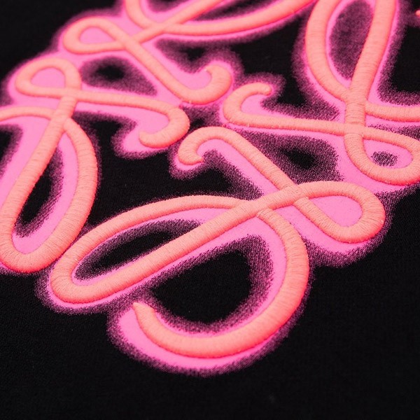 ロエベ ネオン ロゴ刺繍入りパーカー 偽物 ブラック loy17264100%安全に到着