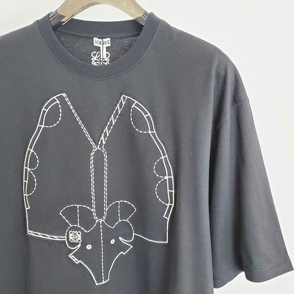 最安値挑戦☆ロエベ★アナグラムバイカラーコットンTシャツ 偽物★ vuy17007激安送料無料
